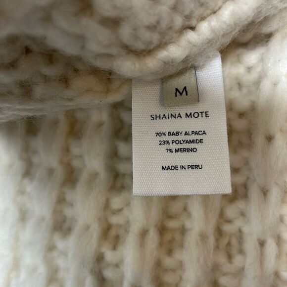 Shania Mote Andes Alpaca Blend Boxy Knit Sweater Cream Medium - Picture 2 of 5
